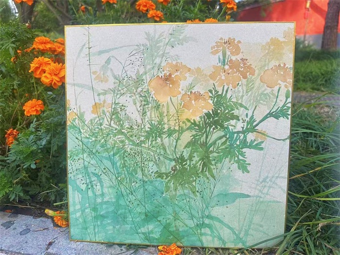 橘色点染——万娟北海中国画写生的构图与细节